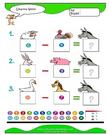 Çıkarma İşlemi Çalışma Sayfaları